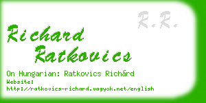 richard ratkovics business card
